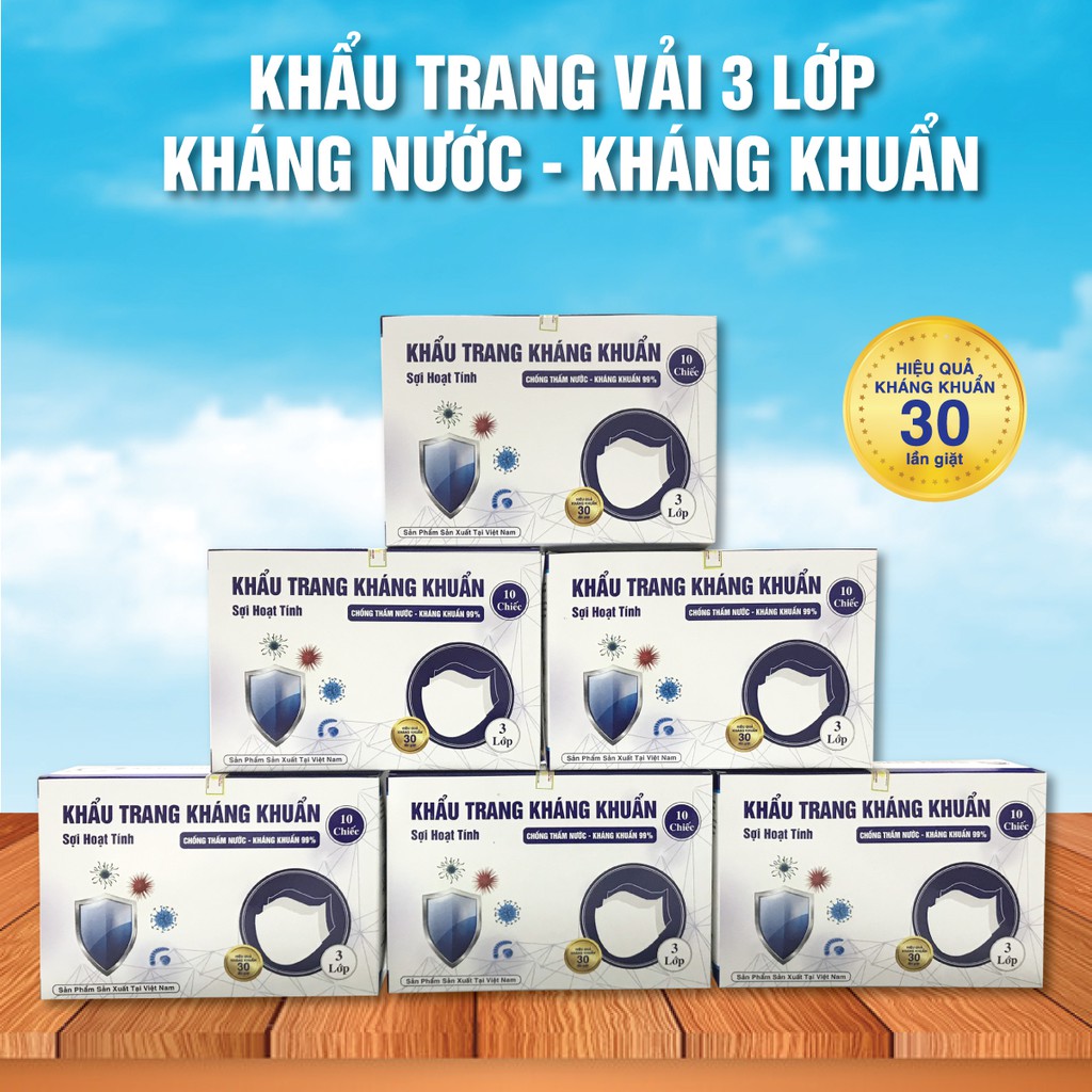 Khẩu trang vải kháng giọt bắn, kháng khuẩn 3 lớp