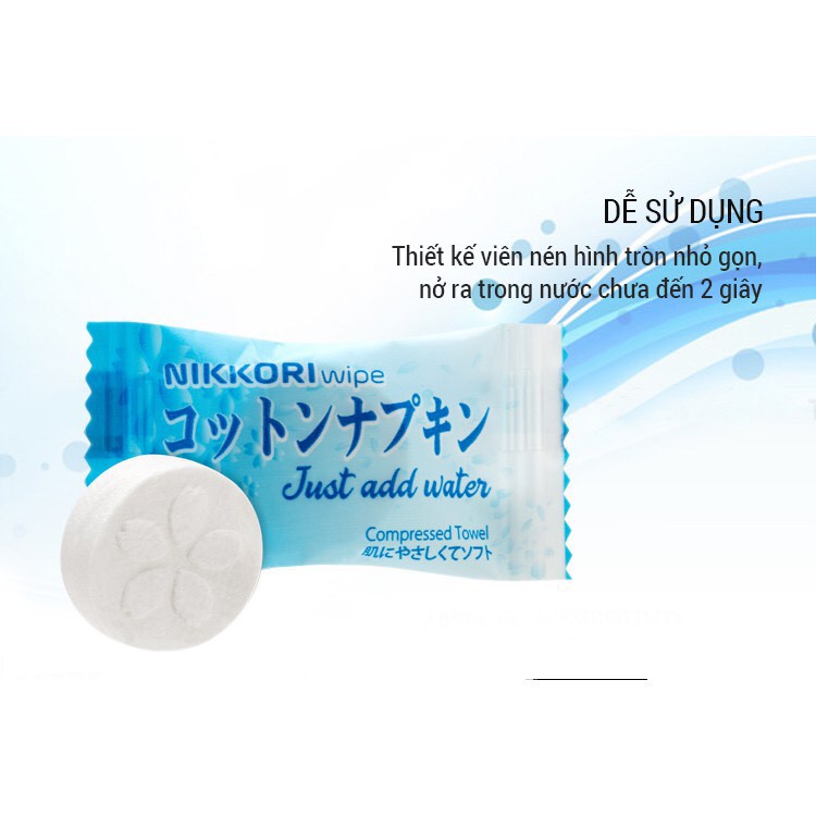 Nikkori - Gói lớn Khăn Giấy nén dạng viên chất lượng Nhật Bản ( 50 Viên/ 100 viên)