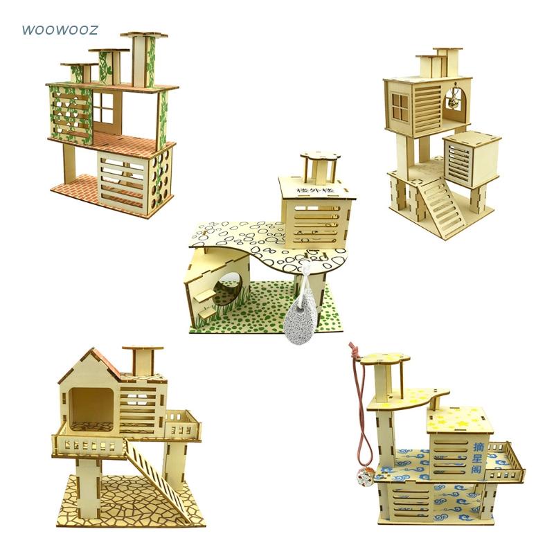 Đồ chơi trốn tìm bằng gỗ 5 kích thước tùy chọn cho chuột hamster