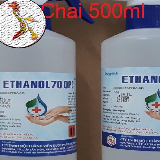 [Ảnh thật]  Chai CỒN rủa tay ETHANOL 70 ĐỘ chai 500ML, Nước rửa tay khô diệt khuẩn ( SP CTY DƯỢC-  OPC) CHAI 500ml