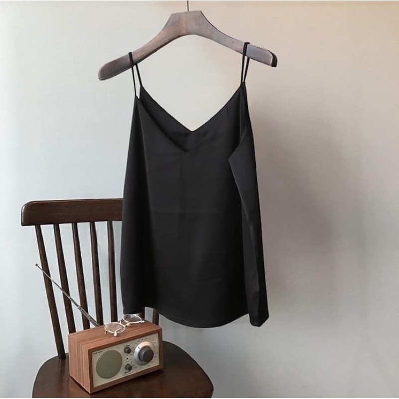 Áo 2 dây cổ tim - Áo lụa hai dây - chất vải lụa Hàn, mặc cực mát & ít nhăn.