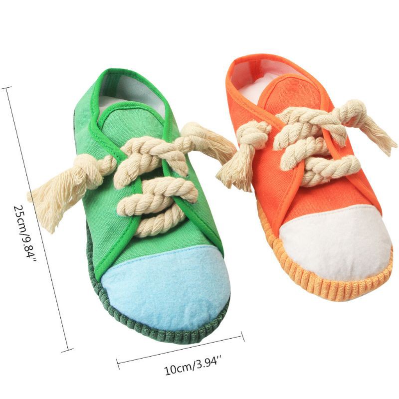 lucky* Funny Pet Dog Chew Toy Safe and Durable Squeaky Teeth Cleaning Playing Toy Sneakers Shoes Bite Sound Toy for Puppy