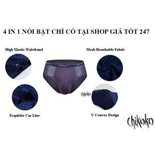 Bộ 04 quần lót nam cạp nhật thông hơi có lỗ thoáng khí Chikoko