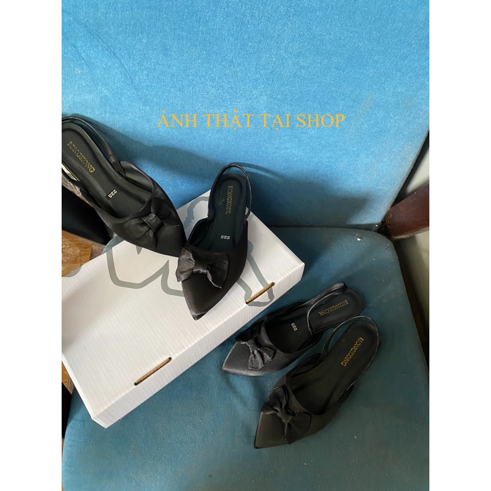 Giày Sandal da mềm Đế Bệt Đính Nơ Thời trang Cho Nữ