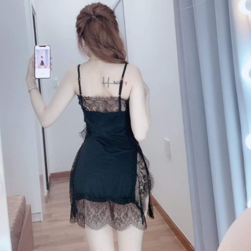 Đầm ngủ gợi cảm sexy nữ Đầm 2 dây kèm quần chip xinh xắn