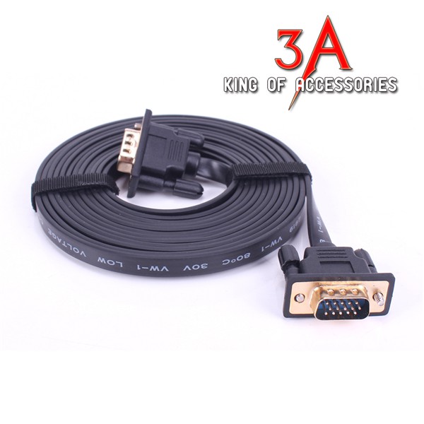 Cable VGA 1,5m dây mềm & dẹp dây màu đen