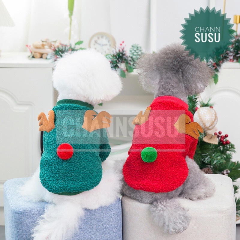 ÁO CHÓ MÈO - Áo 2 chân lông sần cây thông noel tuần lộc ông già tuyết cho chó mèo thú cưng