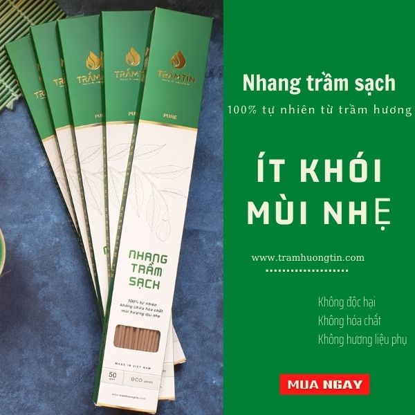 Nhang trầm hương Trầm Tín dòng Eco là nhang sạch có mùi dịu nhẹ, ít khói, hộp 50 gram dài 30cm và 40cm