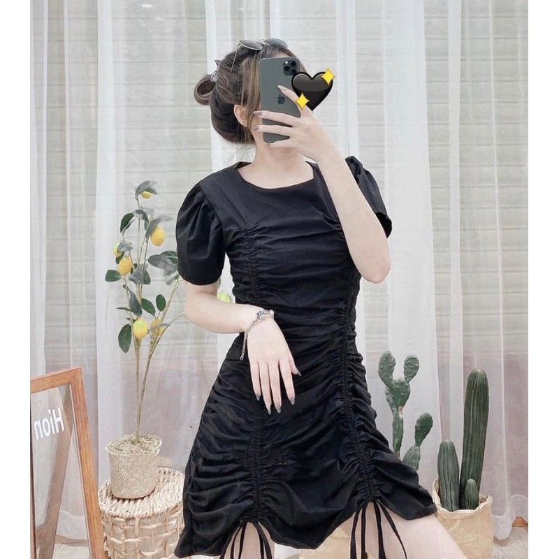 Đầm Xinh KEMO DRESS thiết kế chun rút dây tạo điểm nhấn sang trọng đơn giản búp tay phồng chất vải thun hàn xoè nhẹ | BigBuy360 - bigbuy360.vn