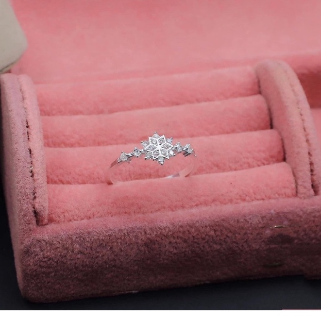 Nhẫn bạc nữ chuẩn bạc 925 DaLiA Jewelry nhẫn bạc đính đá hình hoa ghép cao cấp