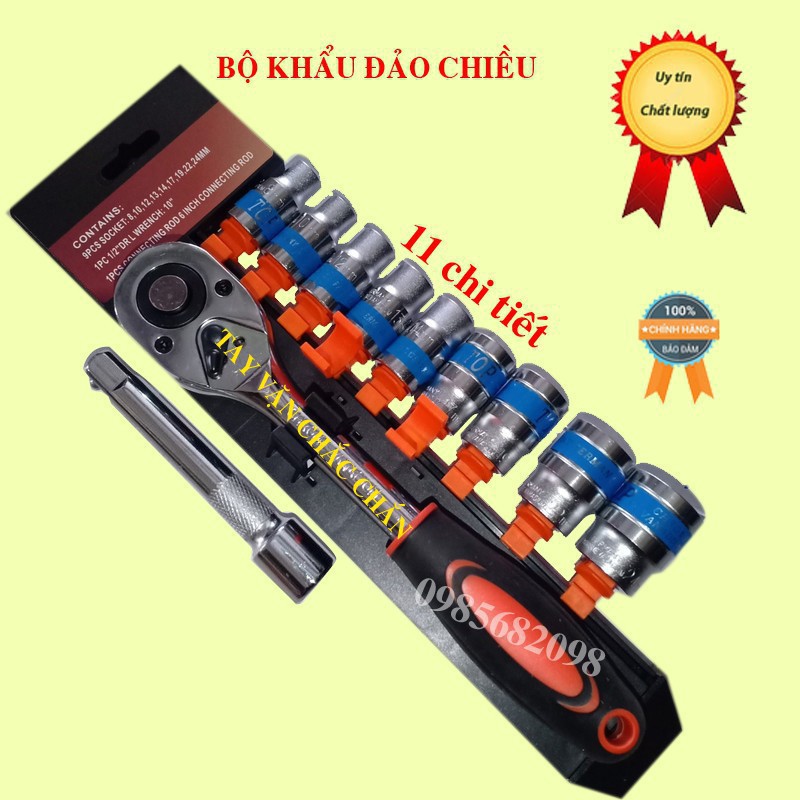 Bộ khẩu tay đảo chiều to 11 chi tiết 1/2 thép CRV cao cấp _ Nhật Việt official