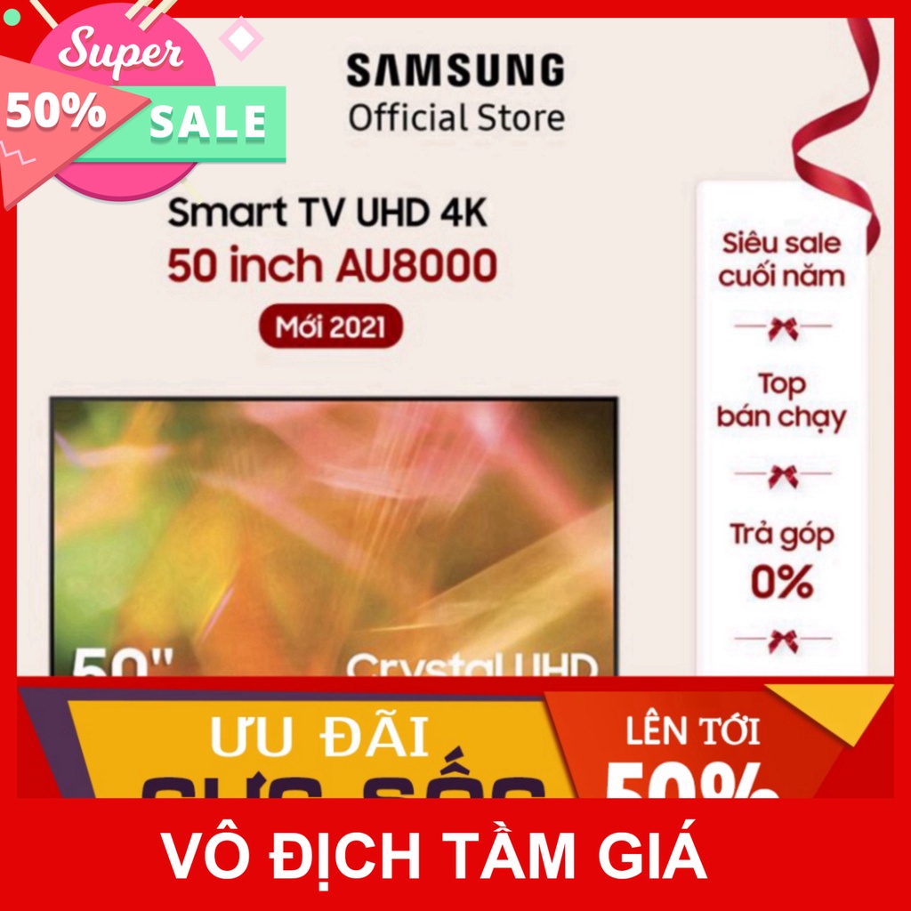 Smart Tivi Samsung Crystal UHD 4K 50 inch UA50AU8000KXXV - Miễn Phí Lắp Đặt