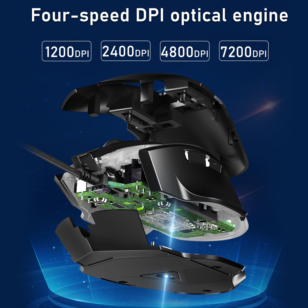 Chuột gaming AULA F812 có dây 7200 DPI/ RGB/ 4 DPI thích hợp cho PC / Mac