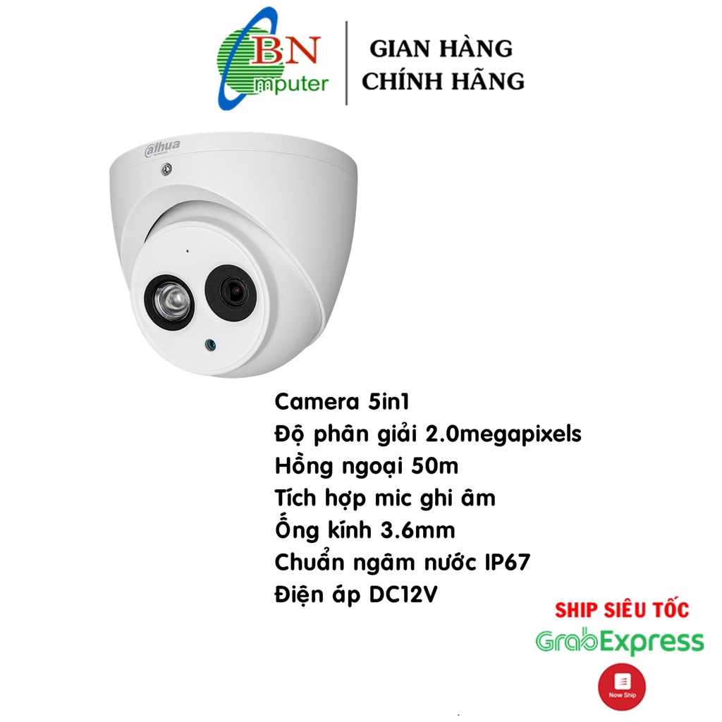 [Mã 153ELSALE2 giảm 7% đơn 300K] Camera bán cầu liền mic 2.0megapixels HDW 1200EMP-A dahua