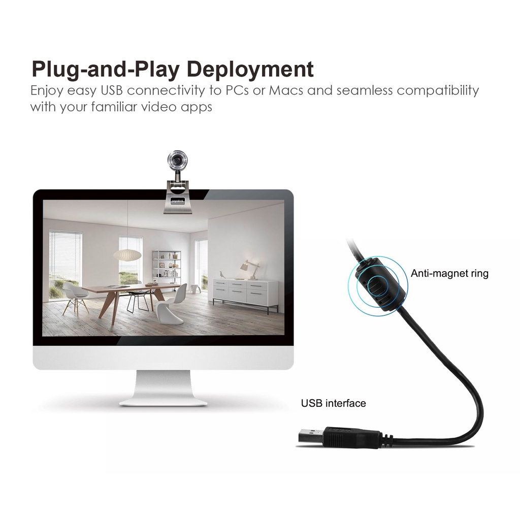Webcam Pa150S 1080p Hd Usb2.0 30 Fps Tự Động Lấy Nét | BigBuy360 - bigbuy360.vn