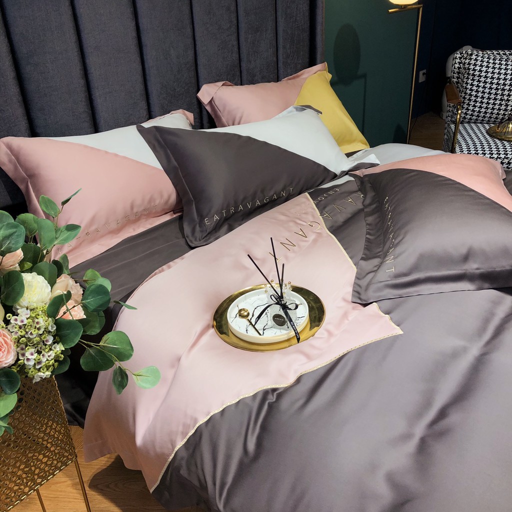 Bộ Chăn Ga Gối Lụa Tencel 100S Cao Cấp Chăn Drap Nhập Khẩu Siêu Sang Xịn Min Mát Sét Chuẩn 04 Món