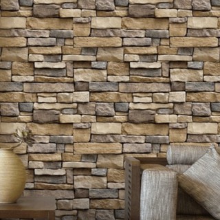 1 mét decal giấy dán tường đá viên 3D phong cách khổ 45cm sẵn keo