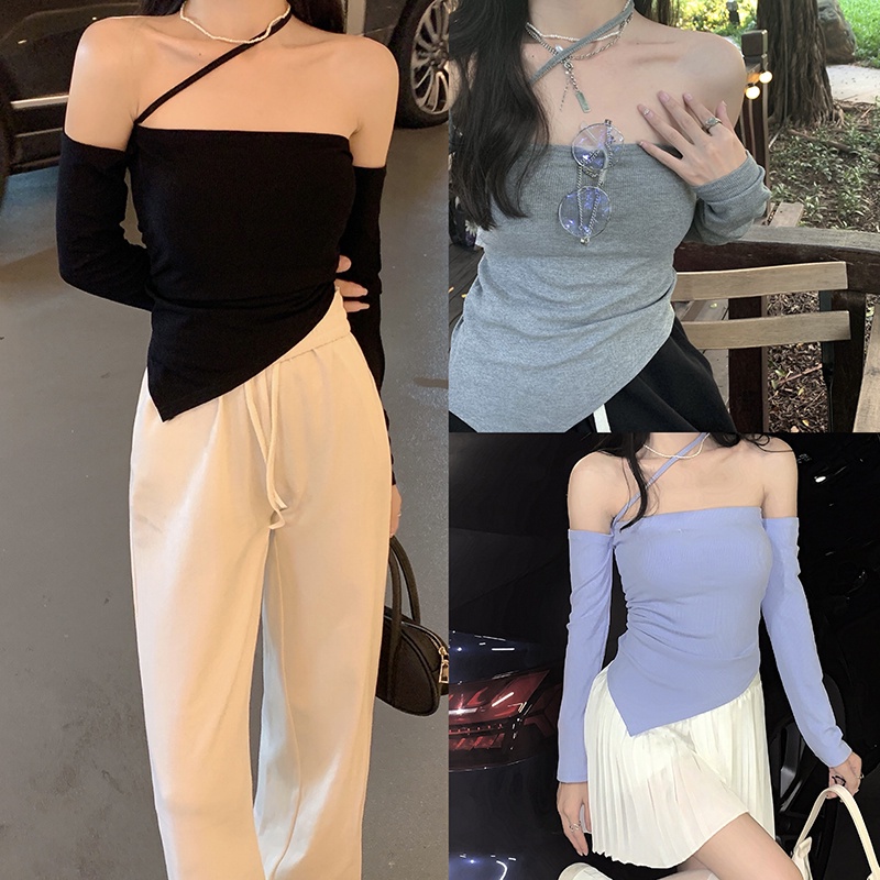 Áo thun COZOK trễ vai tay dài thiết kế quyến rũ cho phái nữ