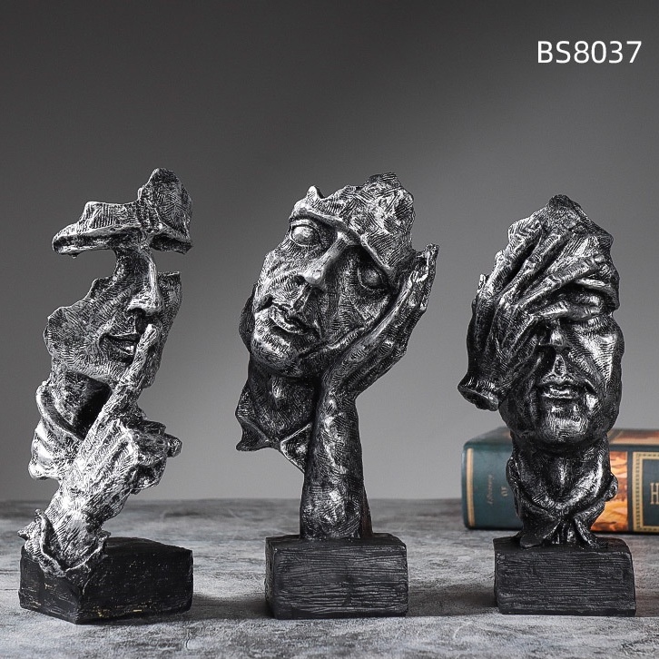 Bộ tượng tam không decor phòng phong cách bắc âu, không nói không nghe không nhìn