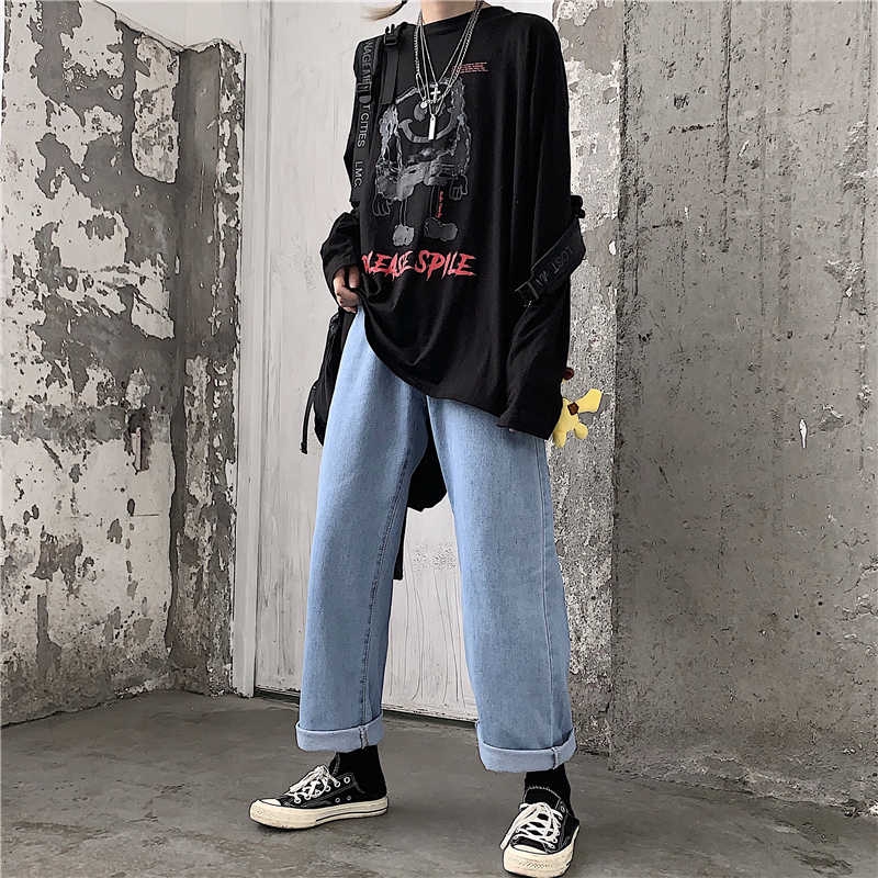 Quần jeans dáng rộng phong cách Hàn Quốc trẻ trung cá tính | BigBuy360 - bigbuy360.vn