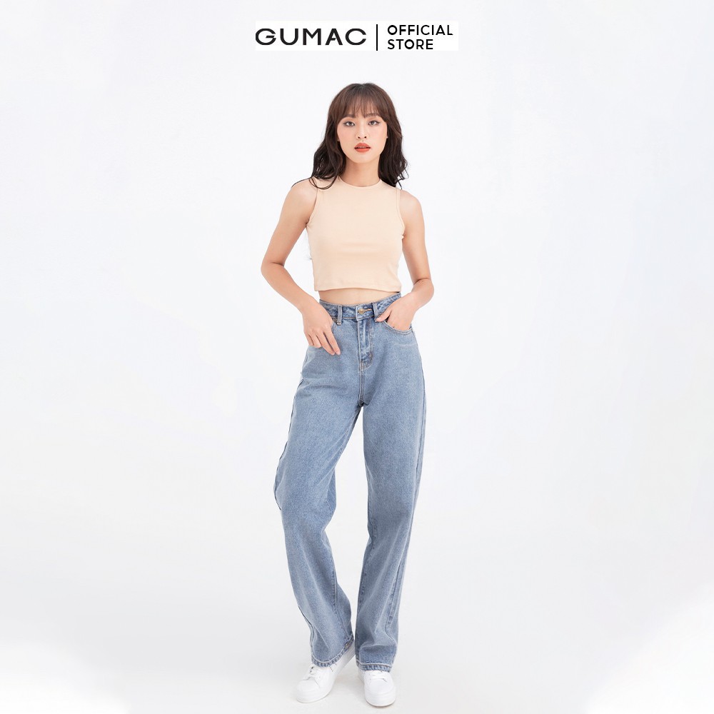 [Mã WABRGB11 giảm 10% đơn từ 250k] Quần jeans nữ ống rộng GUMAC QJB681 | BigBuy360 - bigbuy360.vn