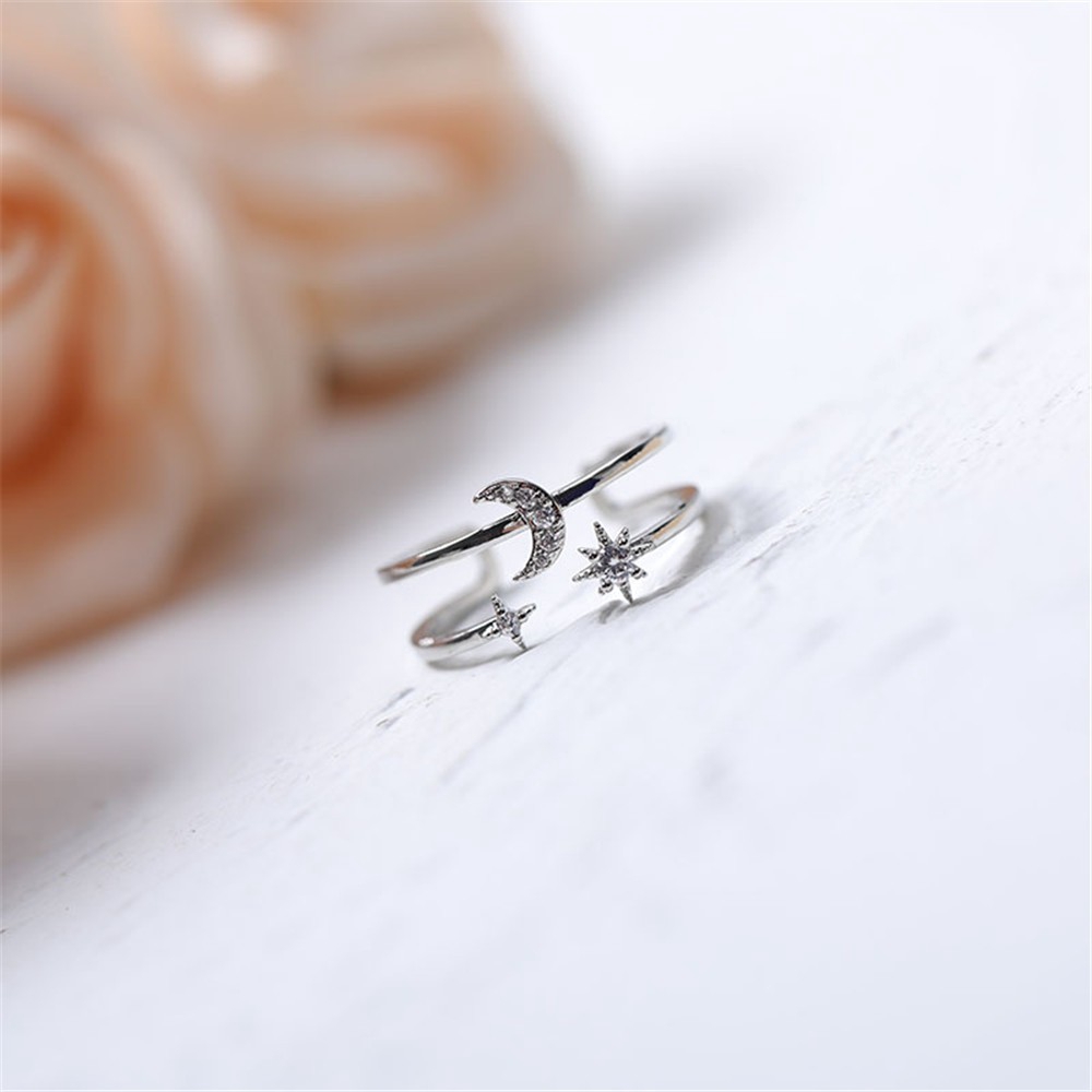 Nhẫn Hình Mặt Trăng Và Ngôi Sao Thời Trang Phong Cách Hàn Quốc