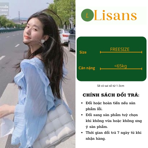 Áo kiểu nữ Hàn Quốc đẹp bánh bèo dài tay dễ thương cổ vuông tay phồng AKN001