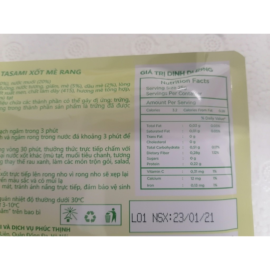 [35g – gói lẻ] Rong nho & xốt mè rang [VN] TASAMI Sea Grape Seaweed & Roasted Sesame Sauce (alc-hk) | BigBuy360 - bigbuy360.vn