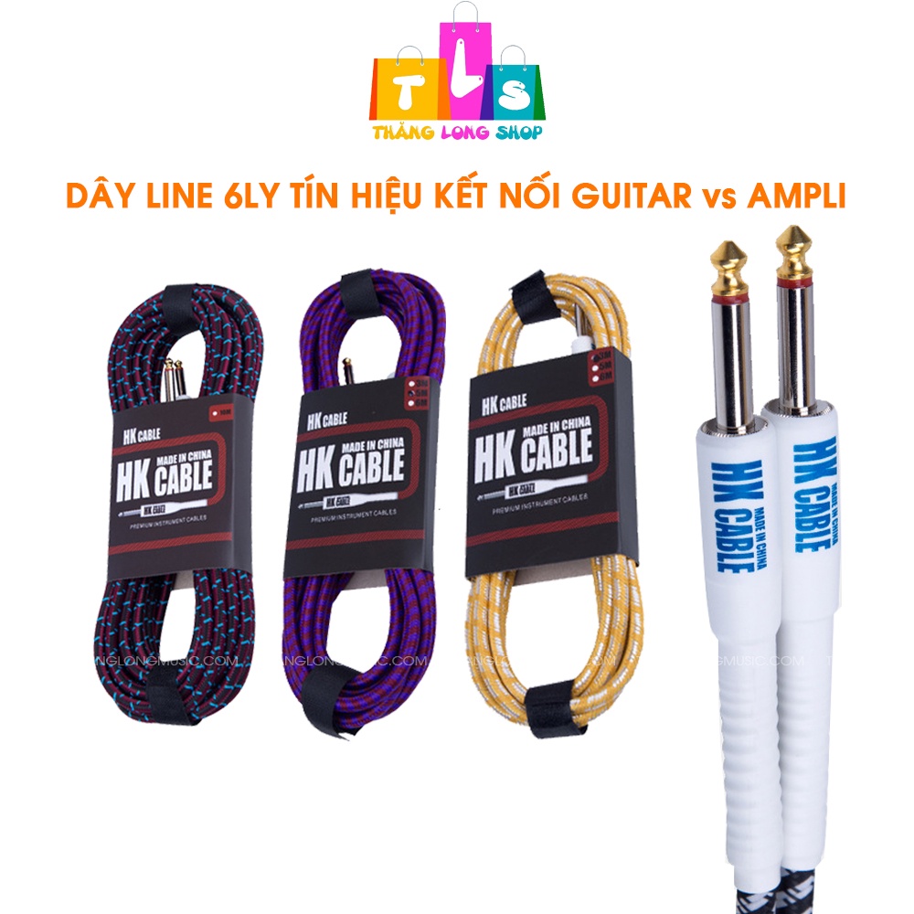 Dây Jack 6li Kết Nối Guitar Ra Ampli - Dây Cáp Tín Hiệu Guitar 2 Đầu 6.35mm HK Cabble Dài 3M &amp; 5M
