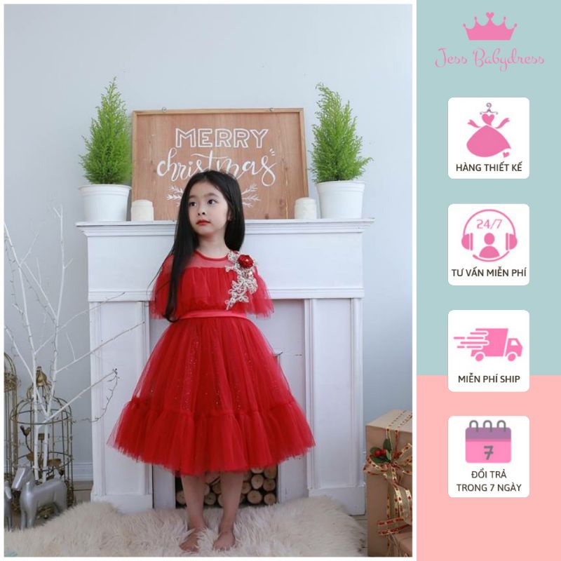 Váy công chúa JessBaby đính hoa hồng, đầm công chúa, váy cho bé, đầm cho bé, vay, vải voan Hàn, 100% hàng thiết kế