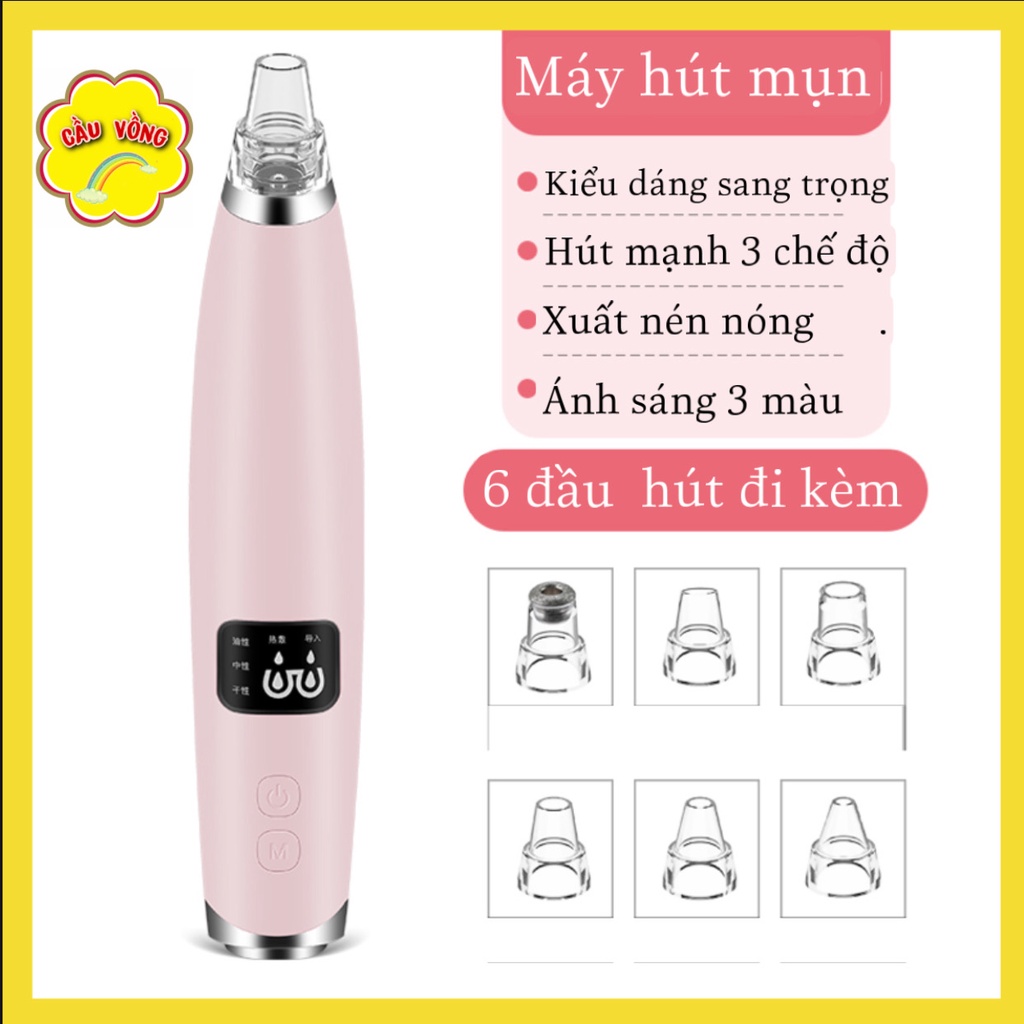 Máy hút mụn, máy hút mụn đầu đen chính hãng, mà hình LED, Dễ dàng sử dụng - Bảo hành 12 tháng