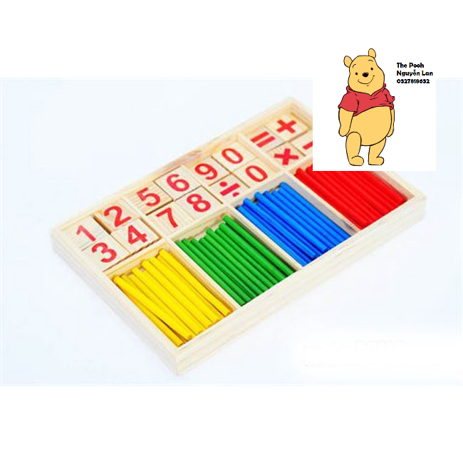 Đồ chơi que tính toán học gỗ - bảng tính que cho bé