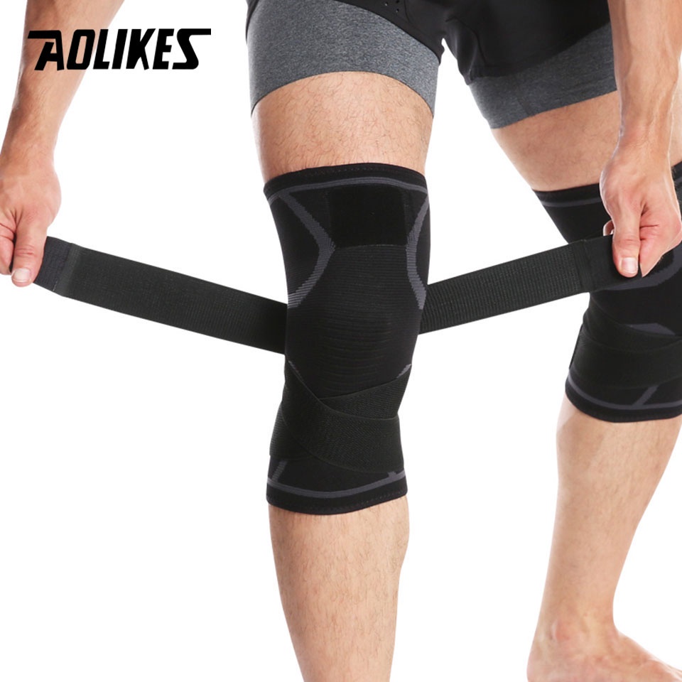 Aolikes 1 Cặp Đai Quấn Đầu Gối Co Giãn Hỗ Trợ Tập Thể Thao
