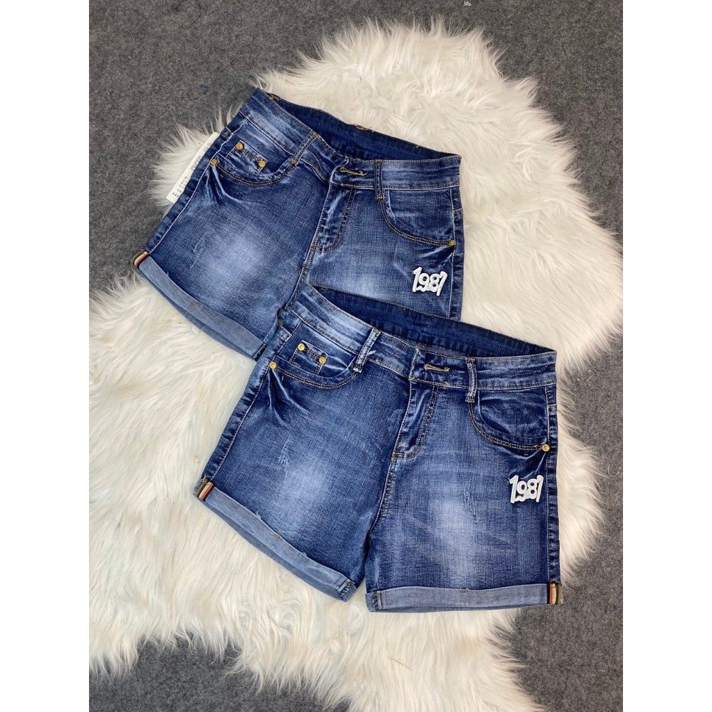 Quần Short Jeans Nữ Gập Gấu Thêu Chữ Siêu Hot N203