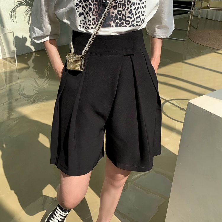 QKOOLE  Quần ngắn ống rộng Lưng Cao Phong Cách Hàn Quốc Cho Nữ