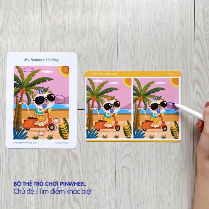 SET 32 THẺ TRANH TÌM ĐIỂM KHÁC BIỆT GIỮA 2 BỨC TRANH - Hãng PINWHEEL