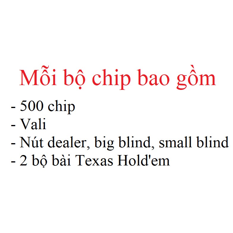 [CÓ BÀI NHỰA] Bộ vali 500 Chip Poker có số Tự chọn mệnh giá phỉnh Poker Ngôi Sao CASINO xèng, xu chơi Poker lõi thép