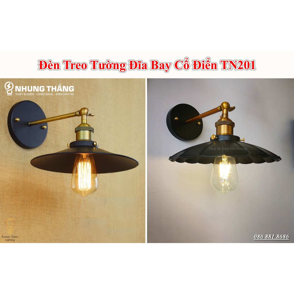 Đèn treo tường đĩa bay cổ điển TN201 - Decor trang trí nhà hàng , quán cafe siêu đẹp - Bảo hành 12 tháng