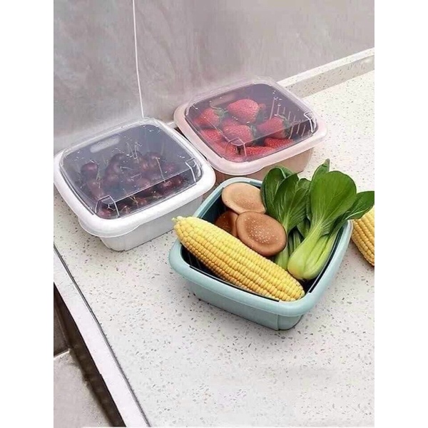 Rổ kèm chậu vuông và nắp 3in 1
