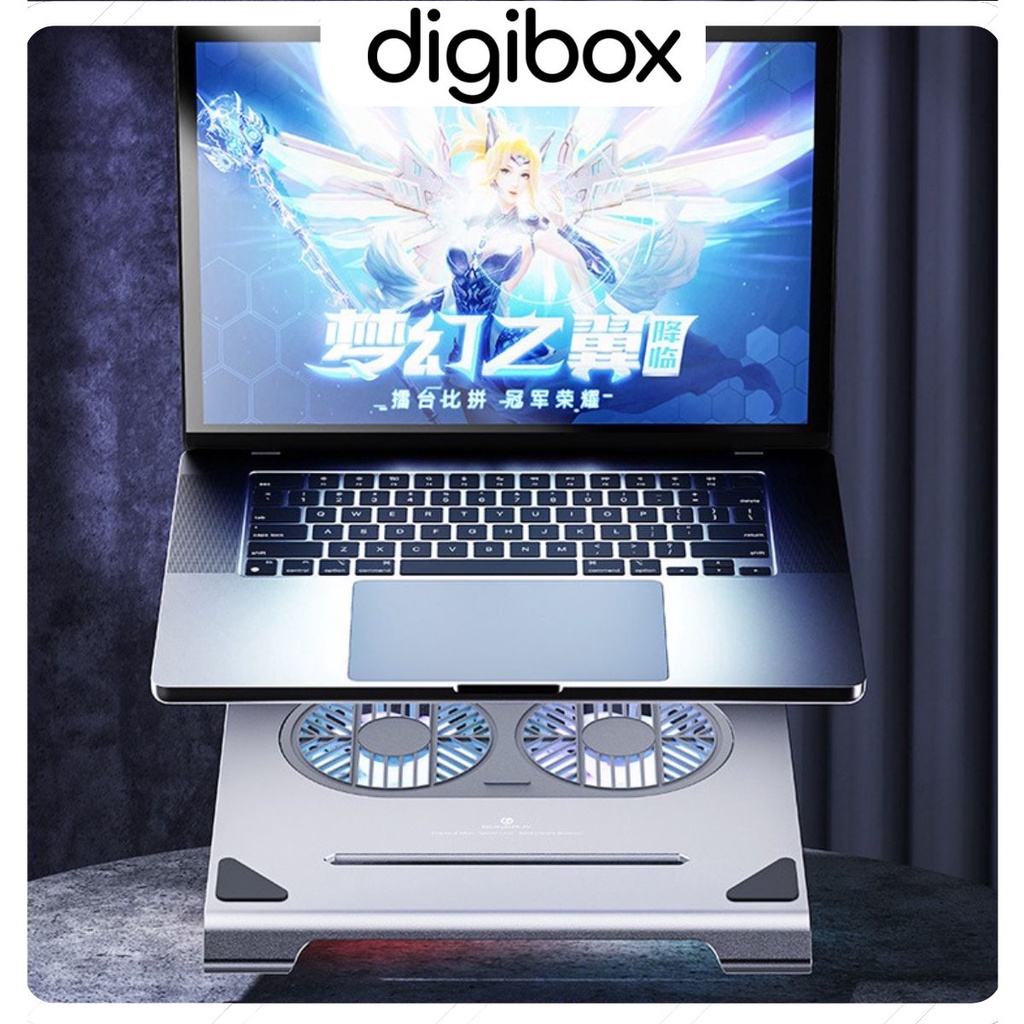 Giá Đỡ Laptop Macbook Nhôm 2 Quạt Tản Nhiệt LED Kê Đỡ Máy Tính 11 inch -16 inch Cao Cấp Để Bàn P17F