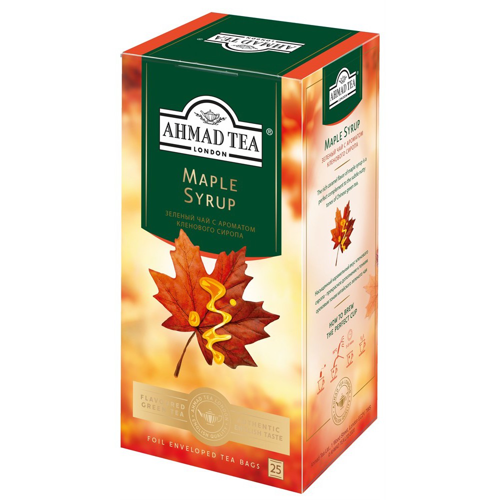 Trà xanh Ahmad Tea hương vị siro và lá phong - Ahmad Tea Maple Syrup 25 gói x 1g