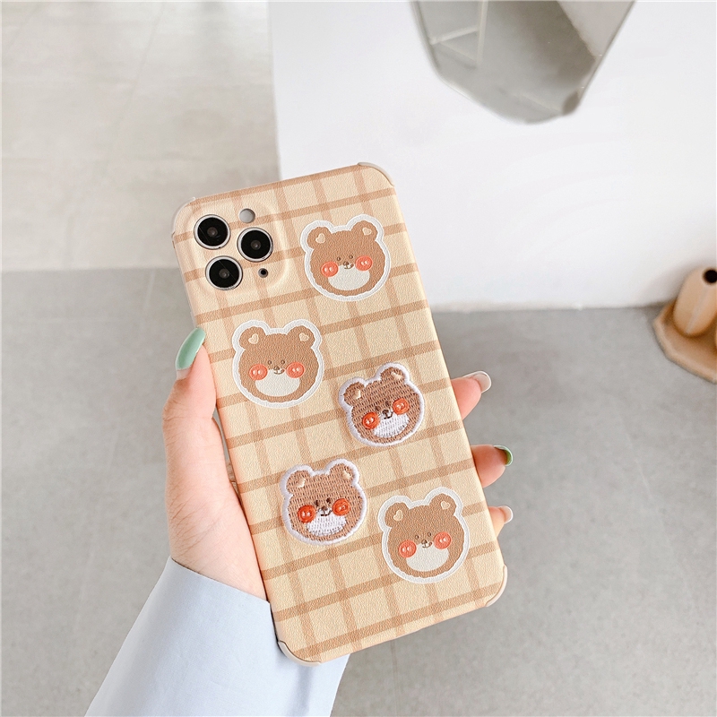 Ốp lưng iphone thêu gấu nâu cute 5/5s/6/6plus/6s/6splus/7/7plus/8/8plus/x/xr/xs/11/12/pro/max/plus/promax -Awifi H4-2