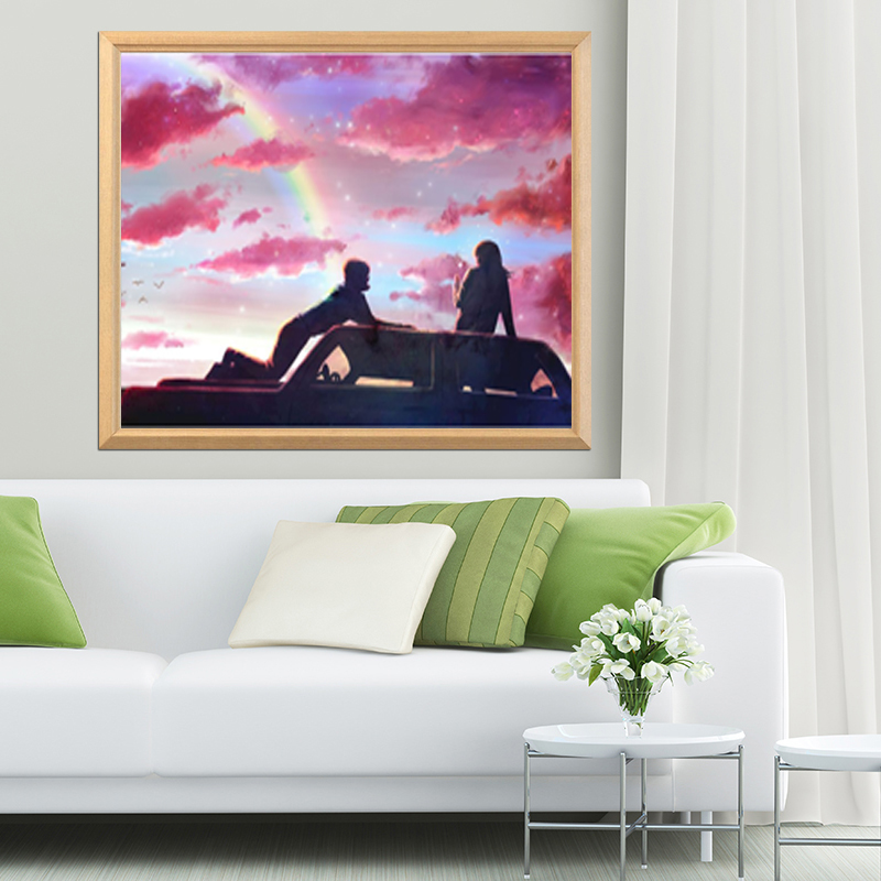 Bộ tranh đính đá 5D tự làm 30*40cm hình phong cảnh giấc mơ đẹp mắt kèm phụ kiện