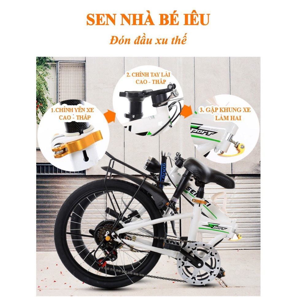 Xe đạp người lớn trẻ em gấp gọn hộp số 7 cấp Shimano Hotrent 2023 - LHệ Gian Hàng để nhận KM Ạ