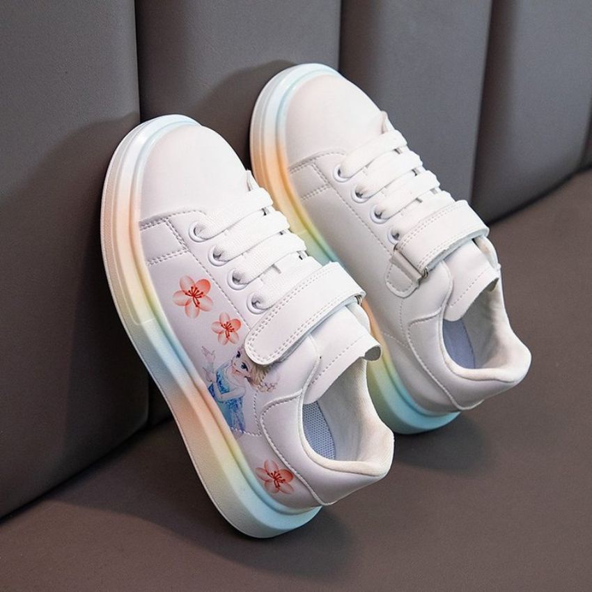 Giày thể thao cho bé gái  từ 6 đến 15 tuổi giày trẻ em da mềm kiểu dáng elsa bé yêu thích GE10