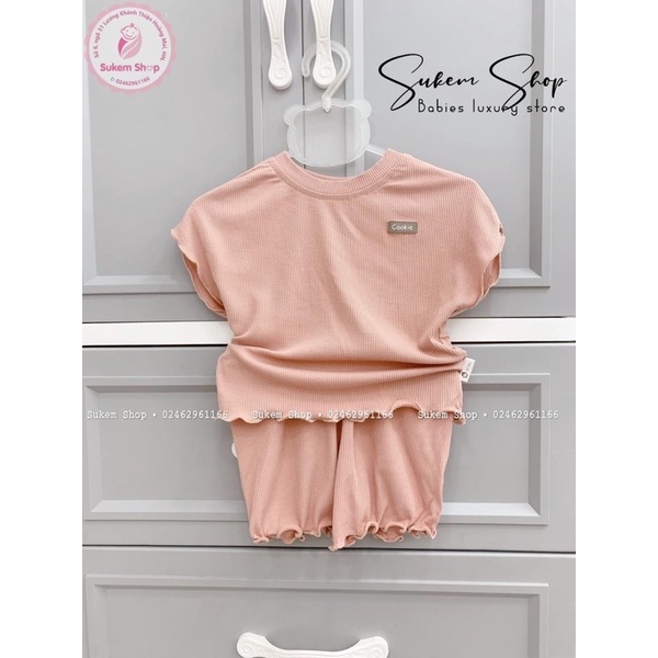 Bộ cộc tay cánh dơi cuốn bèo bé gái cookie thời trang bé gái mùa hè 2022