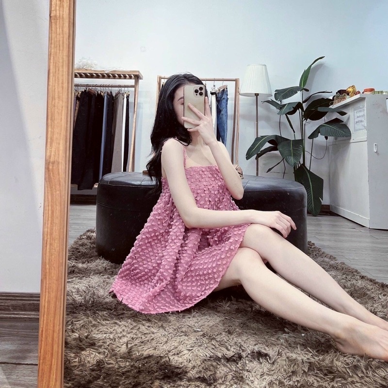 Đầm 2 dây cục bông babydoll siêu cưng
