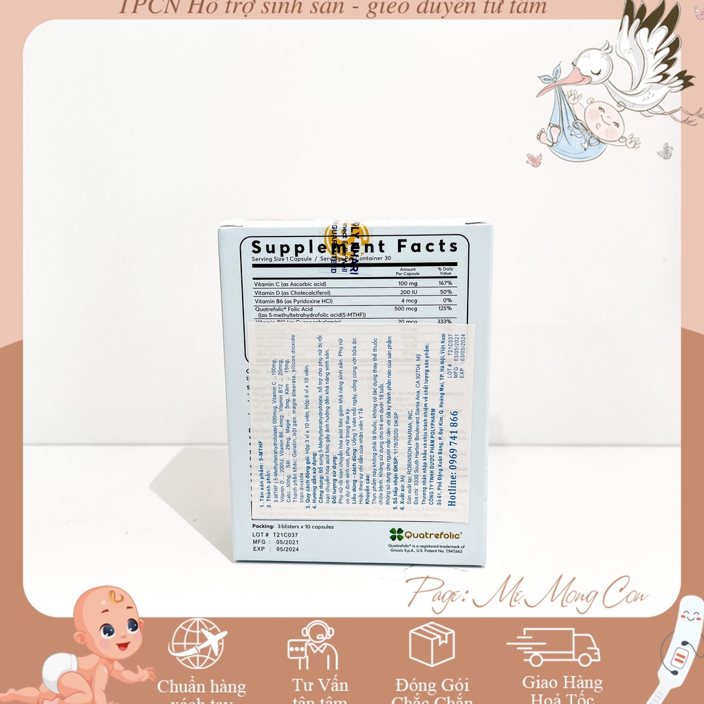 5-MTHF Tăng thụ thai với người có đột biến gen MTHFR, Chống dị tật thai nhi và giảm nguy cơ sảy thai