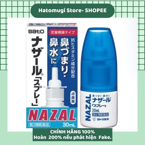 Xịt mũi nazal nhật [Hiệu quả 100%-Hàng Auth]  Xịt ngạt mũi Nazal Nhật Bản 30ml