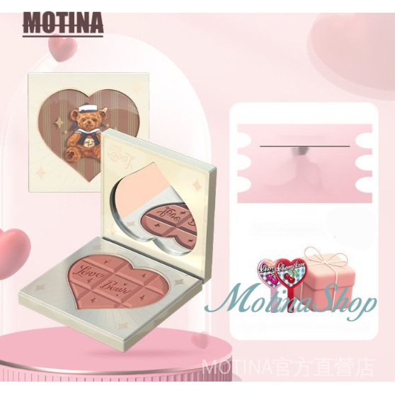 Phấn Má Hồng Đào Màu Đào Sữa Hình Hoa/Gấu Teddy Dễ Thương Nhỏ Gọn Dành Cho Bạn Gái
